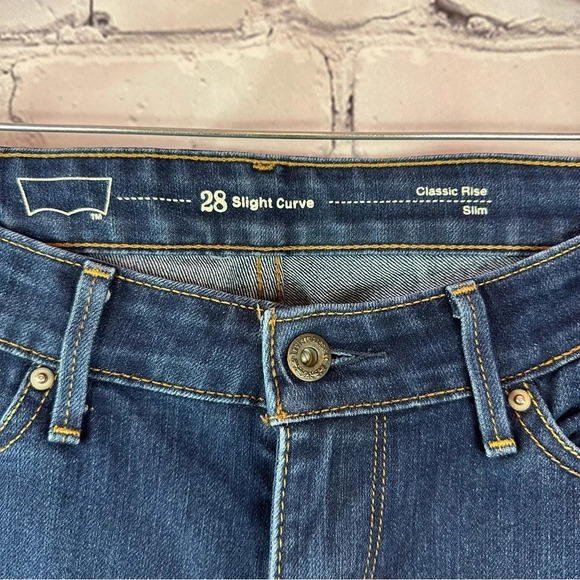 levi's jeans classic rise slim slight curve sz 28 dark wash - Picture 2 of 6